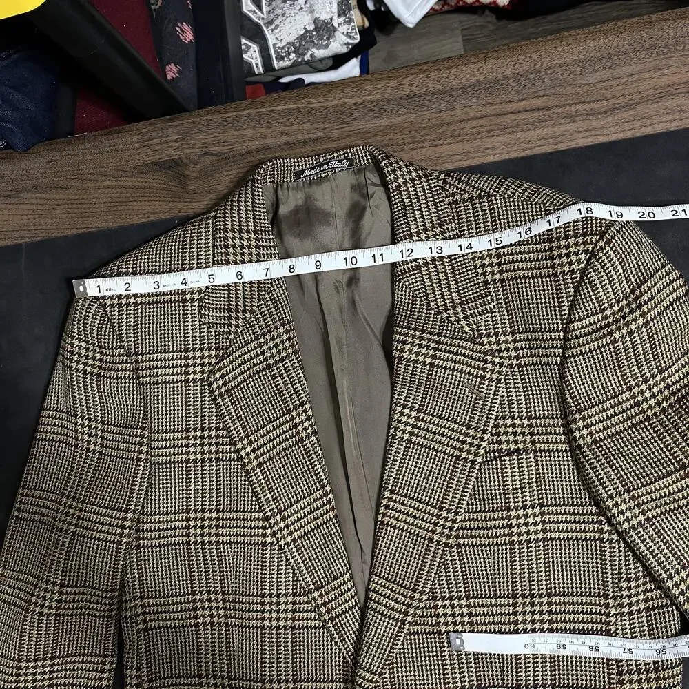 Valentino Blazer Mens 38 Vintage Herringbone Wool Tweed Sport Coat Made In Italy